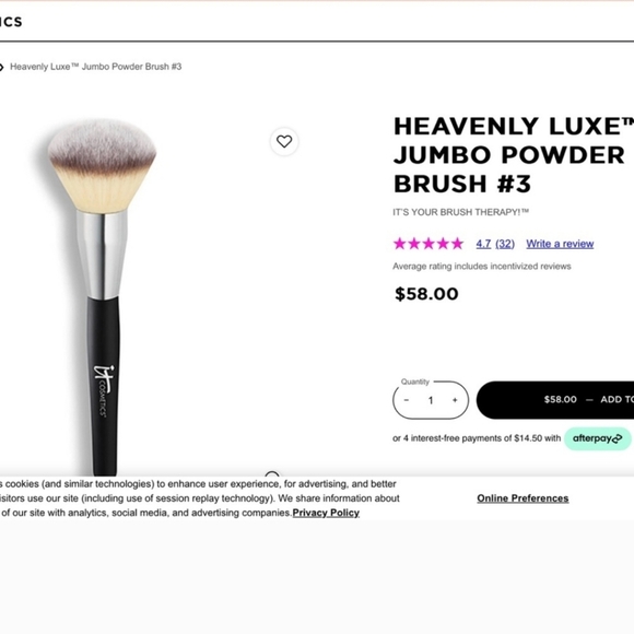 IT Cosmetics Heavenly Luxe Jumbo Powder Brush, NIB - Picture 4 of 4